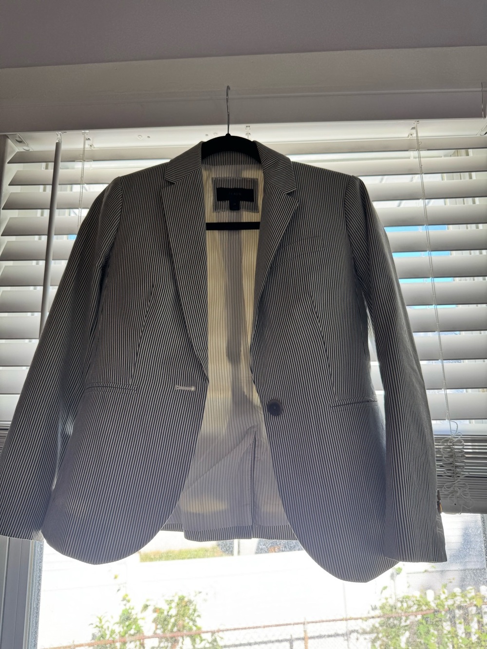 J. Crew Pinstripe Shirt in Blue and White seersucker